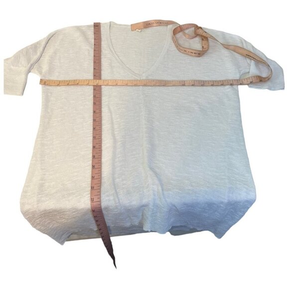 Eileen Fisher Womens Linen Open Knit V Neck Sweater Size XS Short Sleeve White - Picture 8 of 8